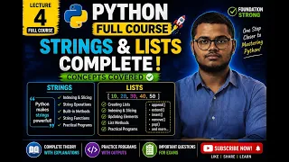 Python Programming Strings Lists Complete tutorial for begginers