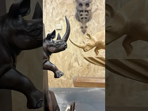 Rhino Carving 2018 VS 2026! 🦏🪵 #woodworking #sculpture