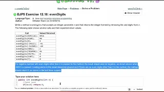 Java Practice It Exercise 12 16 evenDigits recursion recursive programming