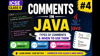 Java Comments Their Types Single Line Multi Line Documentation Comments ICSE Class 9 Java