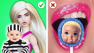 Barbie vs Vampire Babysitter in Jail 🍩 Amazing Parenting Hacks & Gadgets! @CraftyPandaHOW