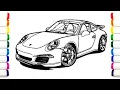 Drawing a Porsche 911 CAR Coloring pages Step-by-step drawing and coloring pages