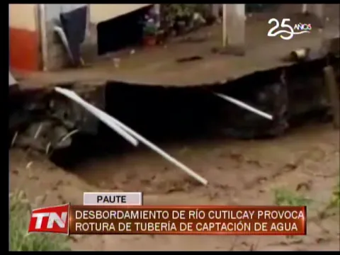 Desbordamiento de Río Cutilcay provoca rotura de tubería de captación de agua