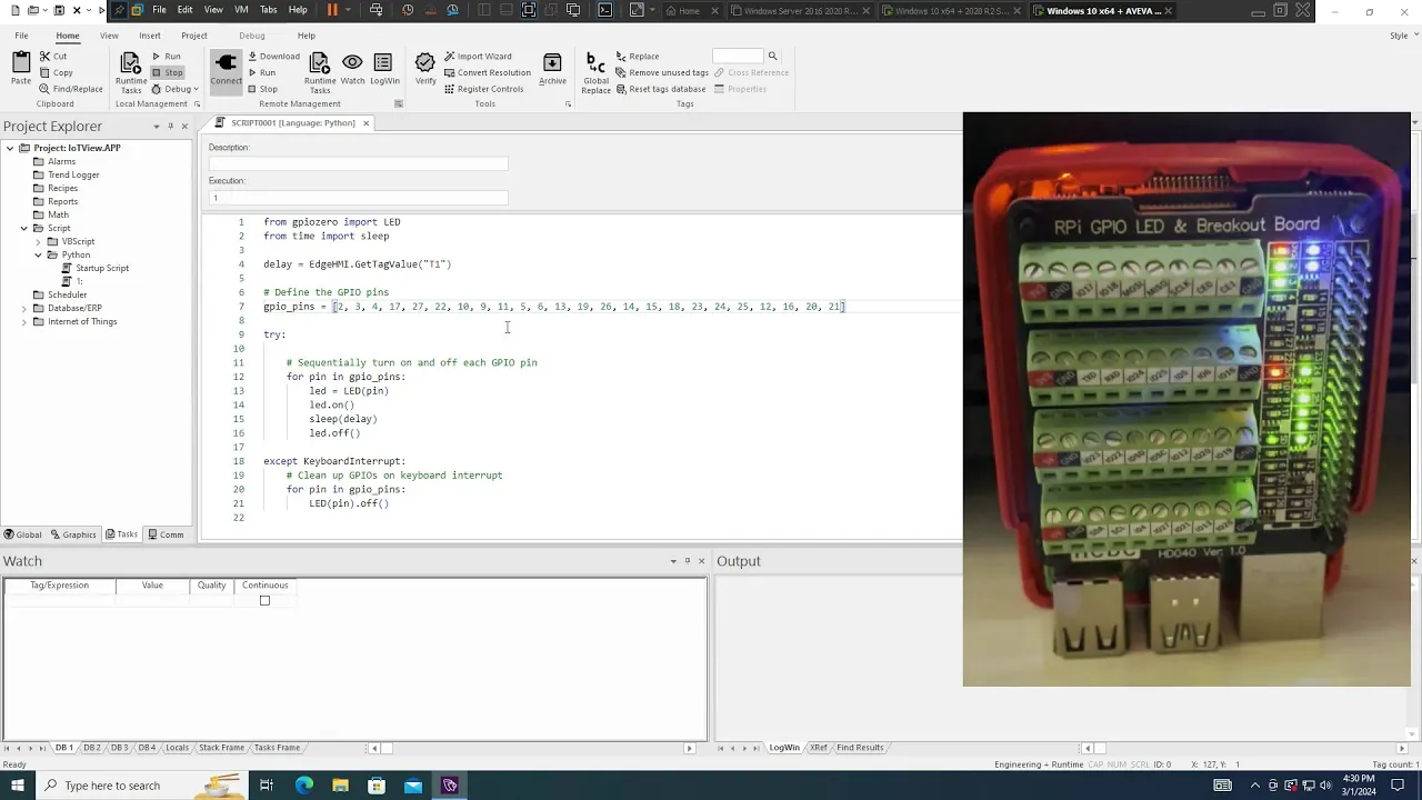 Running Python on AVEVA Edge 2023 R2 (Beta Preview) to interact with Raspberry Pi GPIO