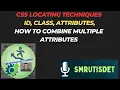 16 CSS locating techniques through id class attributes Combine multiple attributes