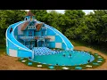 79 Days Building 4-Story Mud Victorian House, Swimming Pool And Big Twin Water Slide Around House