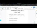 Arithmetic Operators in Visual Basic