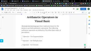 Arithmetic Operators in Visual Basic