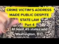 Crime victim s address made public despite state law Part 4