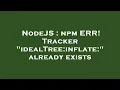 NodeJS npm ERR Tracker idealTree inflate already exists