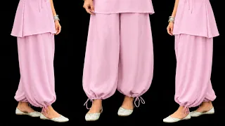 Trendy Balloon Salwar Cutting & Stitching Step By Step/Marjina Cut Shalwar Making/Balloon Palazo DIY