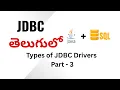 JDBC Drivers Types Explained in Telugu Type 1 Type 2 Type 3 Type 4 Drivers JDBC Tutorial