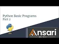 Python for Beginners Programming Tutorial Python Basic Programs Part 2