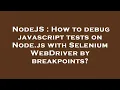 NodeJS How to debug javascript tests on Node js with Selenium WebDriver by breakpoints
