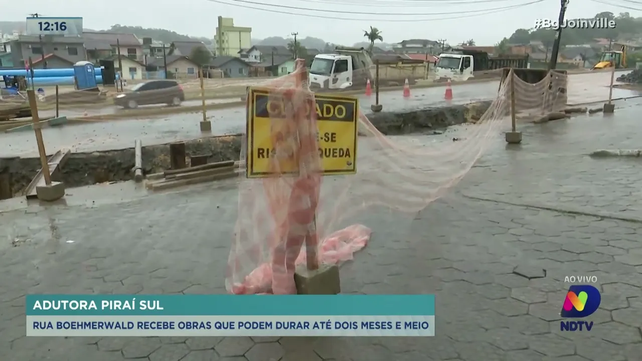 Adutora Piraí Sul: rua Boehmerwald recebe obras que podem durar até dois meses e meio