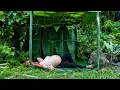 Pregnant homeless single mother starving and desperate carrying her unborn child in the deep forest