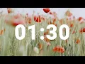 1 Minute 30 Second Timer with Relaxing Music and Alarm Countdown Clock for Stress Relief