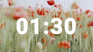 1 Minute 30 Second Timer with Relaxing Music and Alarm Countdown Clock for Stress Relief