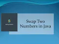 Swap Two Numbers in java