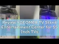 Review YGEOMER TV Stand Entertainment Center for 55 Inch TVs with Charging Station and Lights Open