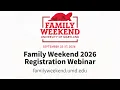 UMD Family Weekend 2026 Registration Webinar
