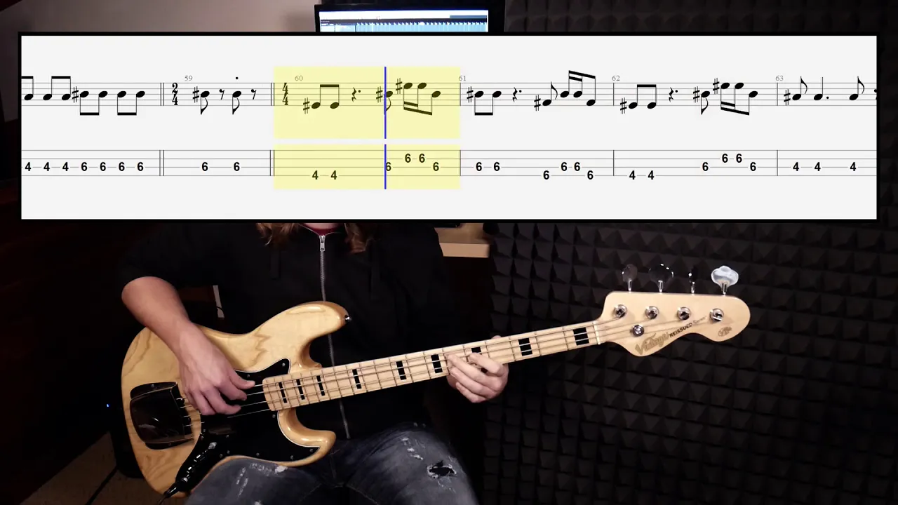 Blue Swede - Hooked On A Feeling (bass cover with tabs in video)