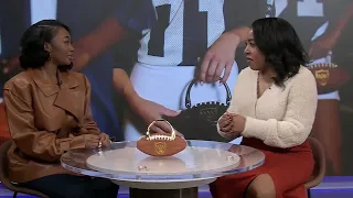 Kayla Jones wife of Bronco D J Jones creates line of football inspired purses