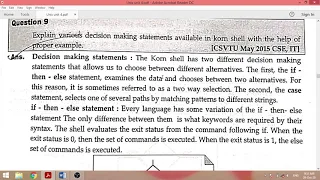 EXPRESSIONS DECISION MAKING STATEMENTS IN KORN SHELL UNIT-4 UNIX BE 5TH SEM CSE