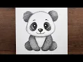 Kolay karakalem cizimler - Sevimli bir panda resmi adim adim nasil cizilir