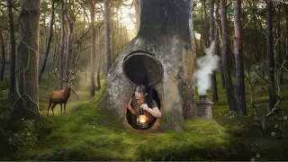 I Built A Shelter In A Giant Tree Great Bushcraft Trip Survival Skills 