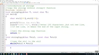 Strings copy function without strcpy in C Programming Tutorial for Beginners