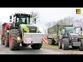 Energieholz häckseln - Claas Xerion 4000 Holzhacker Eschlböck Biber wood chipper Fendt 916 + 724