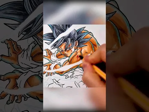 Drawing Goku Ultra Instinct Supreme Kamehameha #shorts