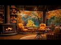 Smooth Jazz Instrumental \u0026 Crackling Fireplace 🍂 Warm Jazz Music in Cozy Fall Coffee Shop Ambience