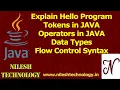 JAVA Hello Program Explain Tokens Data Types Operators Comments Flow Control Syntax