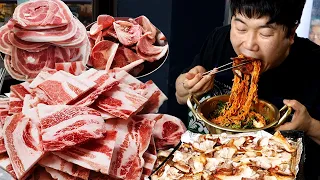 [제주]꽃삼겹 삼겹살 꼬들살.. 12인분 시켜서 비빔면에 고기 싸먹고 극락 가즈아..