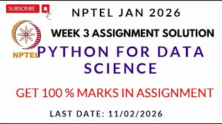 NPTEL Python for Data Science Assignment 3 Solution Week 3 Solution Get 100 marks Jan 2026