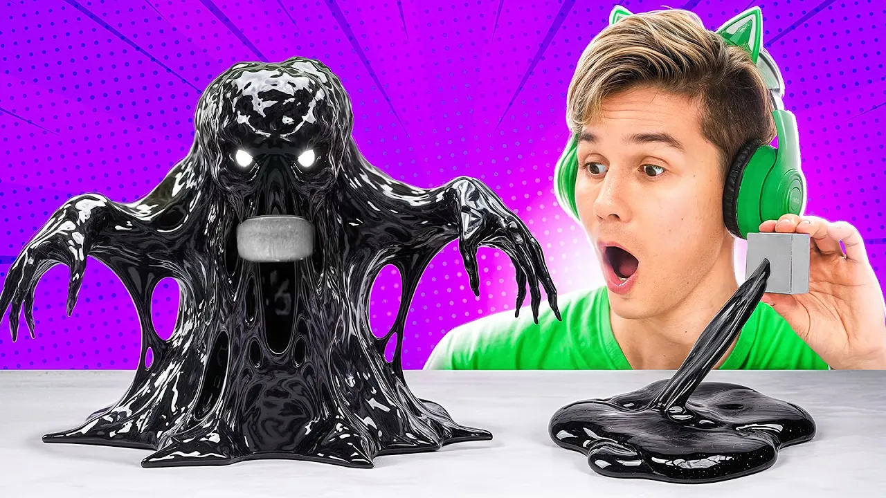 FIZ UM MONSTRO DE SLIME MAGNÉTICO ! +1h de Desafios com Imã