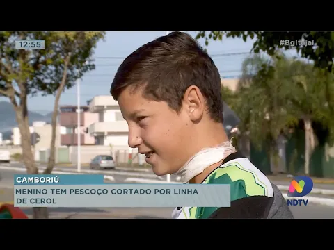Menino tem o pescoço cortado por linha de cerol em Camboriú