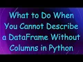 What to Do When You Cannot Describe a DataFrame Without Columns in Python