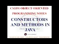 CONSTRUCTORS METHODS IN JAVA NOTES CS3391 OBJECT ORIENTED PROGRAMMING NOTES 2021 REGULATION CSE