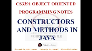 CONSTRUCTORS METHODS IN JAVA NOTES CS3391 OBJECT ORIENTED PROGRAMMING NOTES 2021 REGULATION CSE