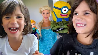 Elsa Teaches Twin Sisters About Sadness - Funny Bloopers!