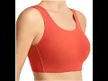 SYROKAN Women s High Impact Seamless Racerback Wirefree Sports Running Bra with Built in Cups