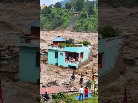 नेपाल बाढ़ में हुआ कुदरत का करिश्मा 😱 #flashflood #nepal #nature