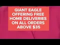 Giant Eagle offering free home deliveries on all orders above 35 ahead of impending cold snap