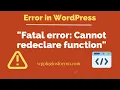 How to solve cannot re-declare a function in WordPress