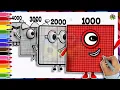 Rainbow Numberblocks 1000 2000 3000 4000 Drawing Coloring For Kids Learn To Draw Easy Art