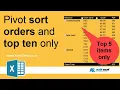 Pivot table sort by numbers show top ten