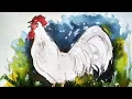 How to paint white COCK by water colour /very simple \u0026 easy way for beginners/ Mr Dinesh kumar